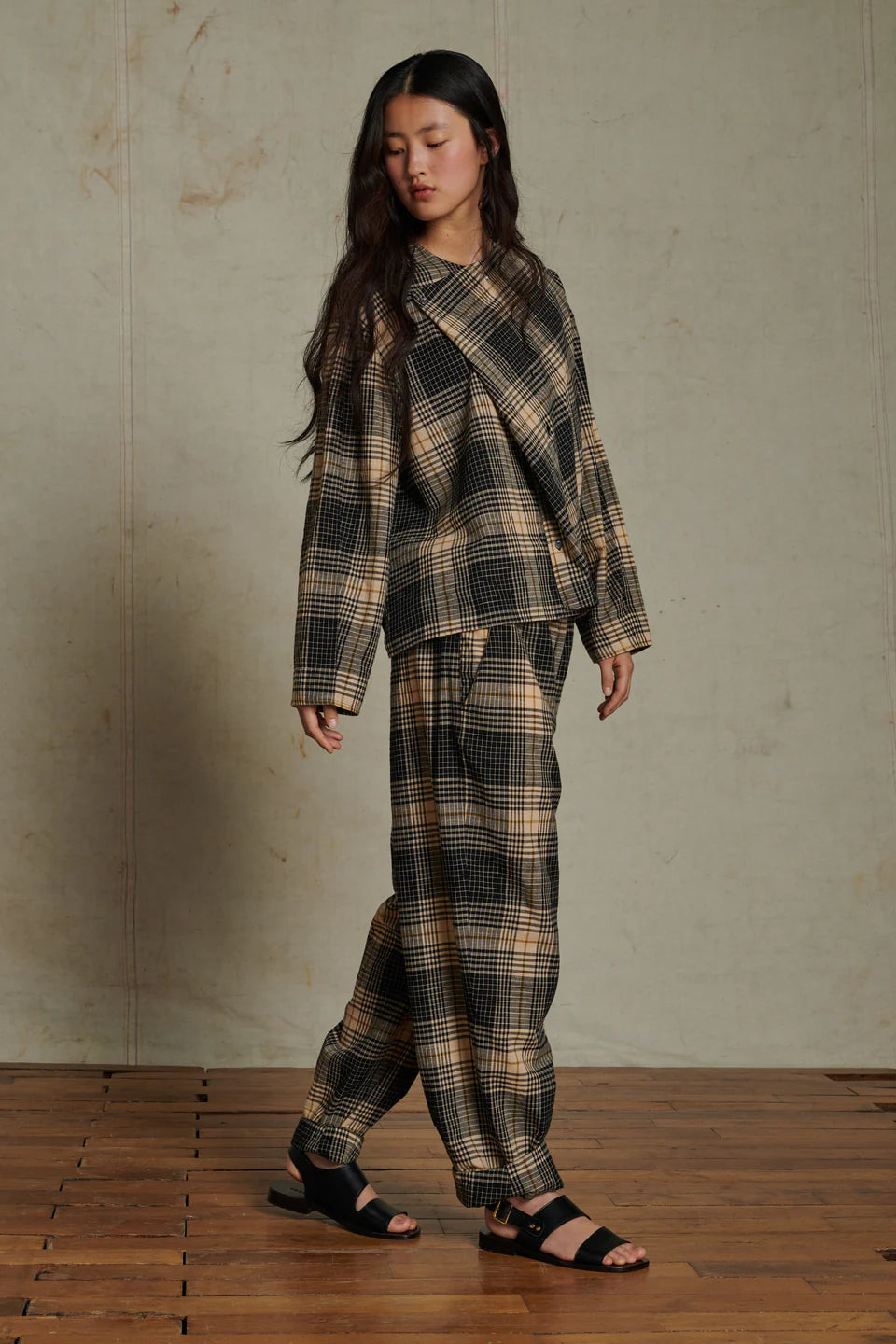 Blouse en coton à carreaux tartan