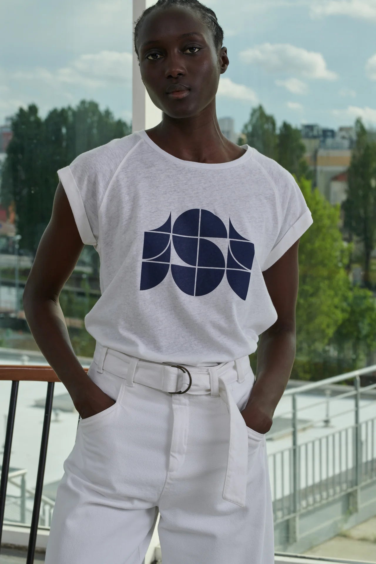 T-shirt Valentina en coton et lin