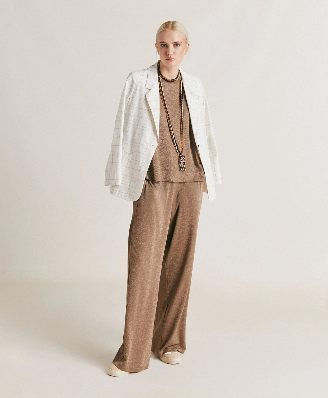 Pantalon Baccarat en Jersey Lurex boue