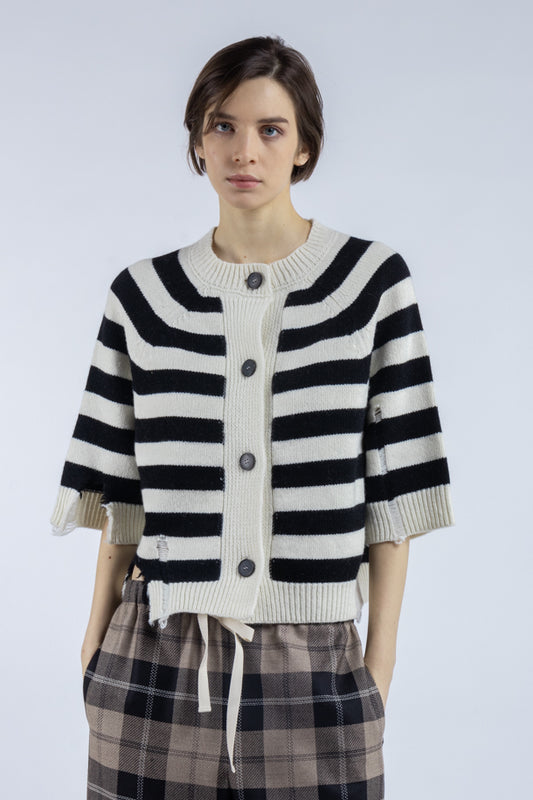 Cardigan Rayé Noir et Blanc - Phisique du Role