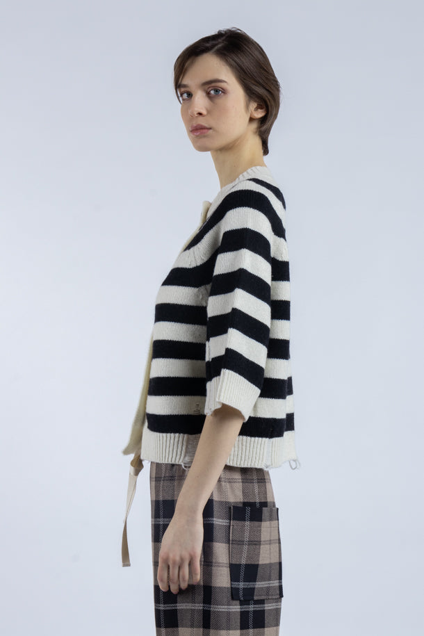 Cardigan Rayé Noir et Blanc - Phisique du Role