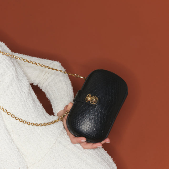 sac à main en python noir