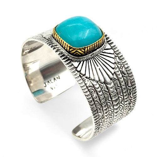 Manchette Argent et Amazonite - Jalan Jalan