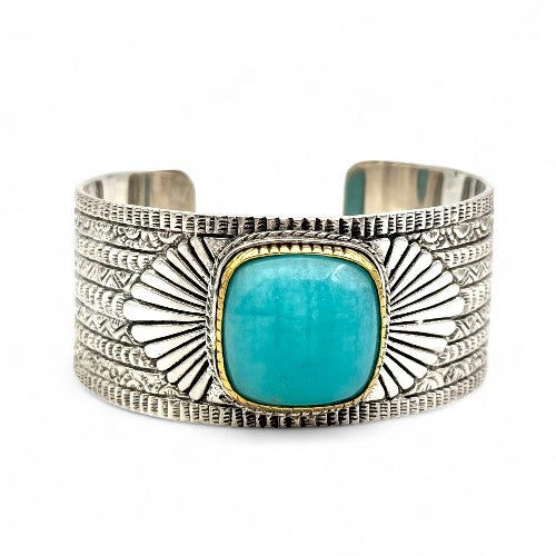 Manchette Argent et Amazonite - Jalan Jalan