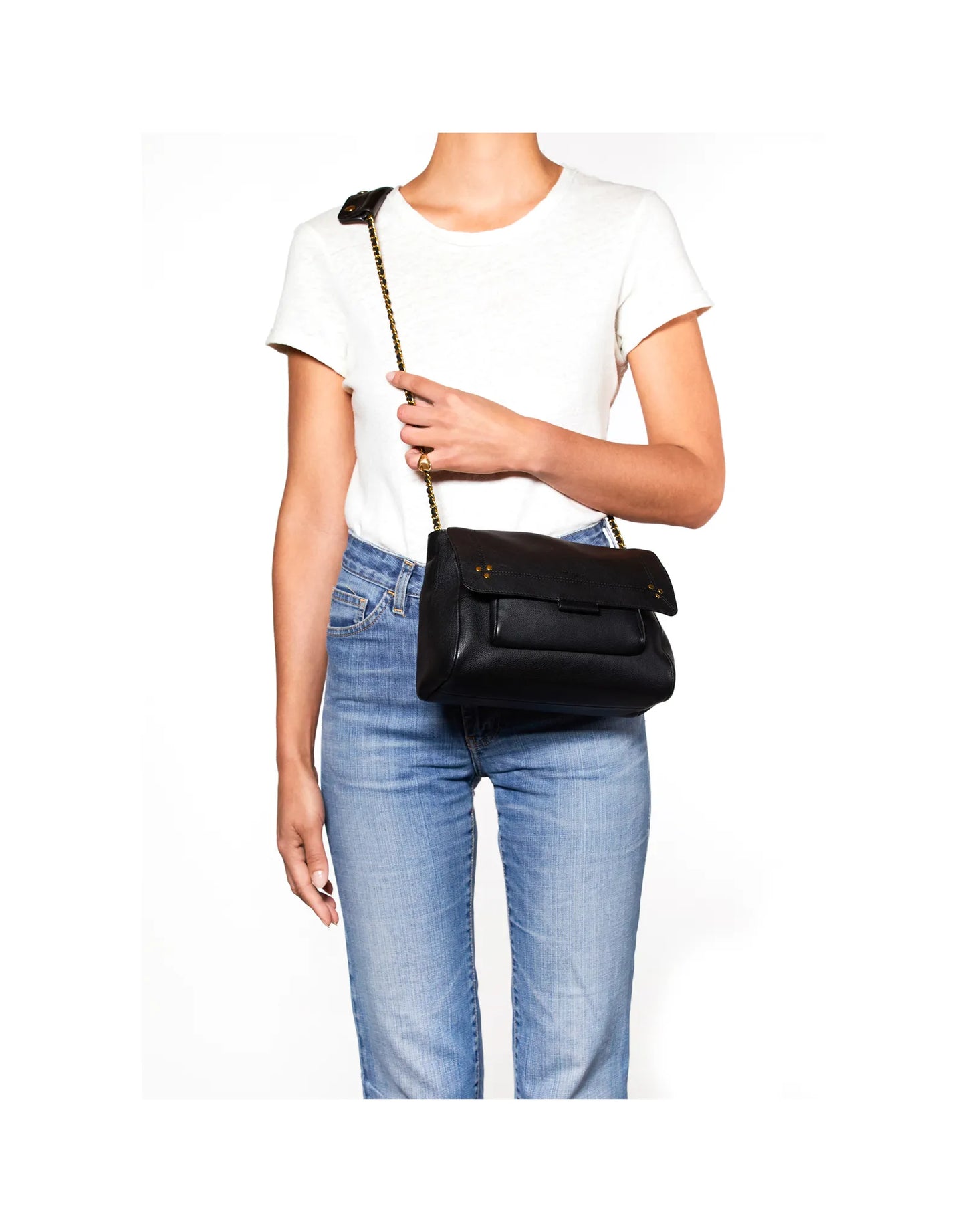 Sac Lulu M Veau Noir Brass - Jérôme Dreyfuss