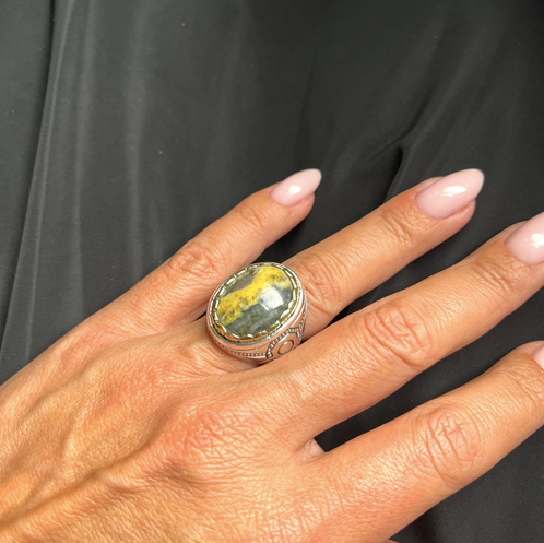 Bague Argent et Jaspe Bourdon - Jalan Jalan