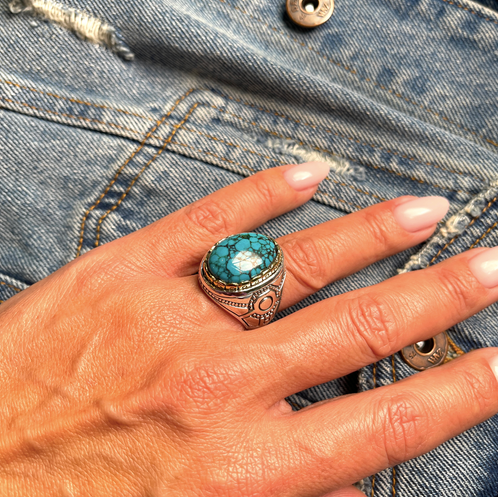 Bague Argent et Turquoise - Jalan Jalan
