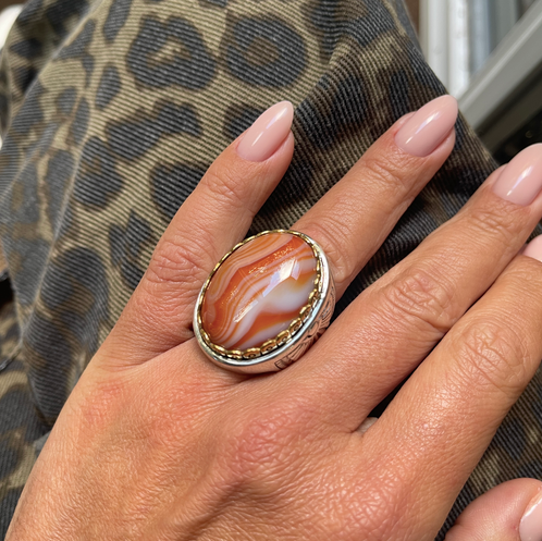 Bague Argent et Agathe Rouge - Jalan Jalan