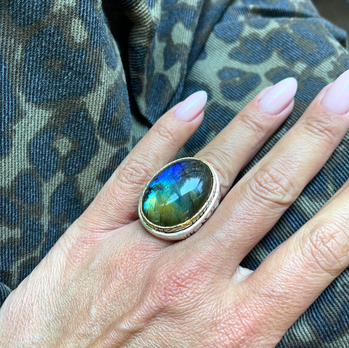 Bague Argent et Labradorite - Jalan Jalan