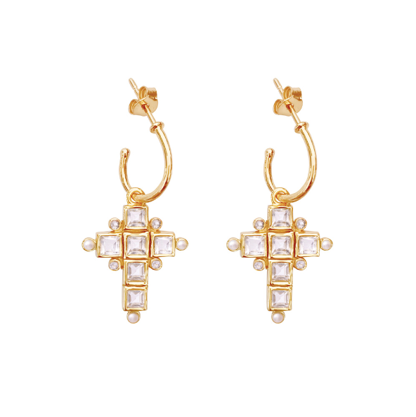 Boucles d'Oreille Santa Cruz Topaze Blanche/Perles - Dorothée Sausset