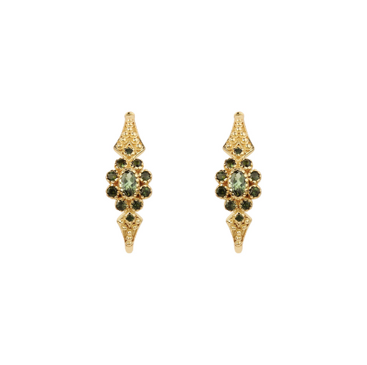 Boucles d'Oreille Anne 2 Tourmaline Verte - Dorothée Sausset