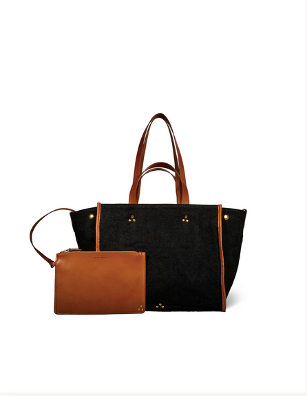 Cabas Léon M Toile Lin Noir - Jérôme Dreyfuss