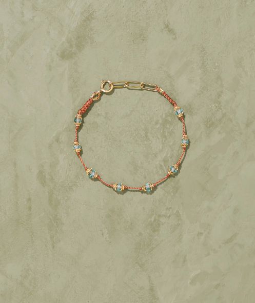 Bracelet Peony Aigue Marine Fil Orange - Tityaravy