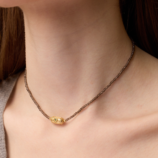 Choker Rakhi Lola Stones 2 Quartz Fumé - Dorothée Sausset