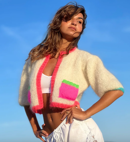 Mini Jacket Candy Ecru - Rose Carmine