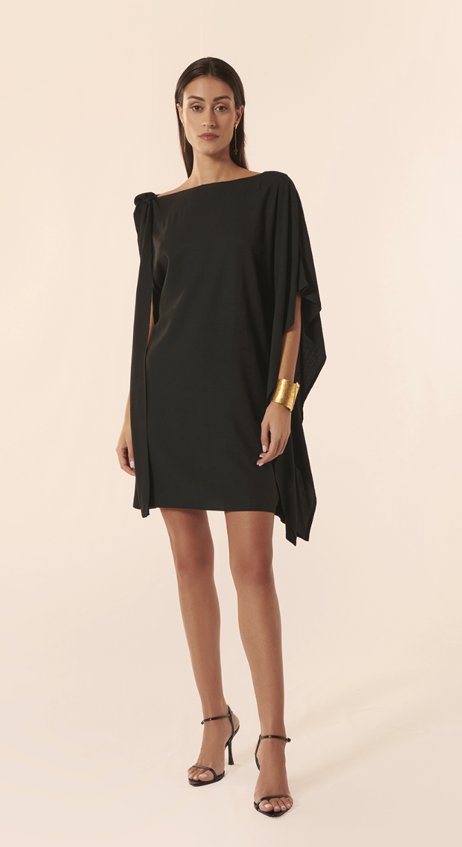 Robe Courte Kimono Noire - Karma Koma