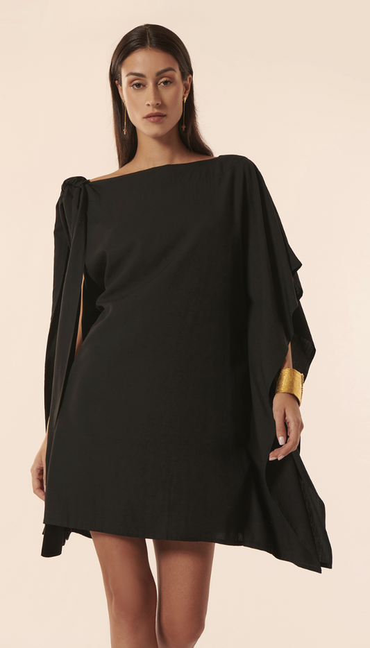 Robe Courte Kimono Noire - Karma Koma