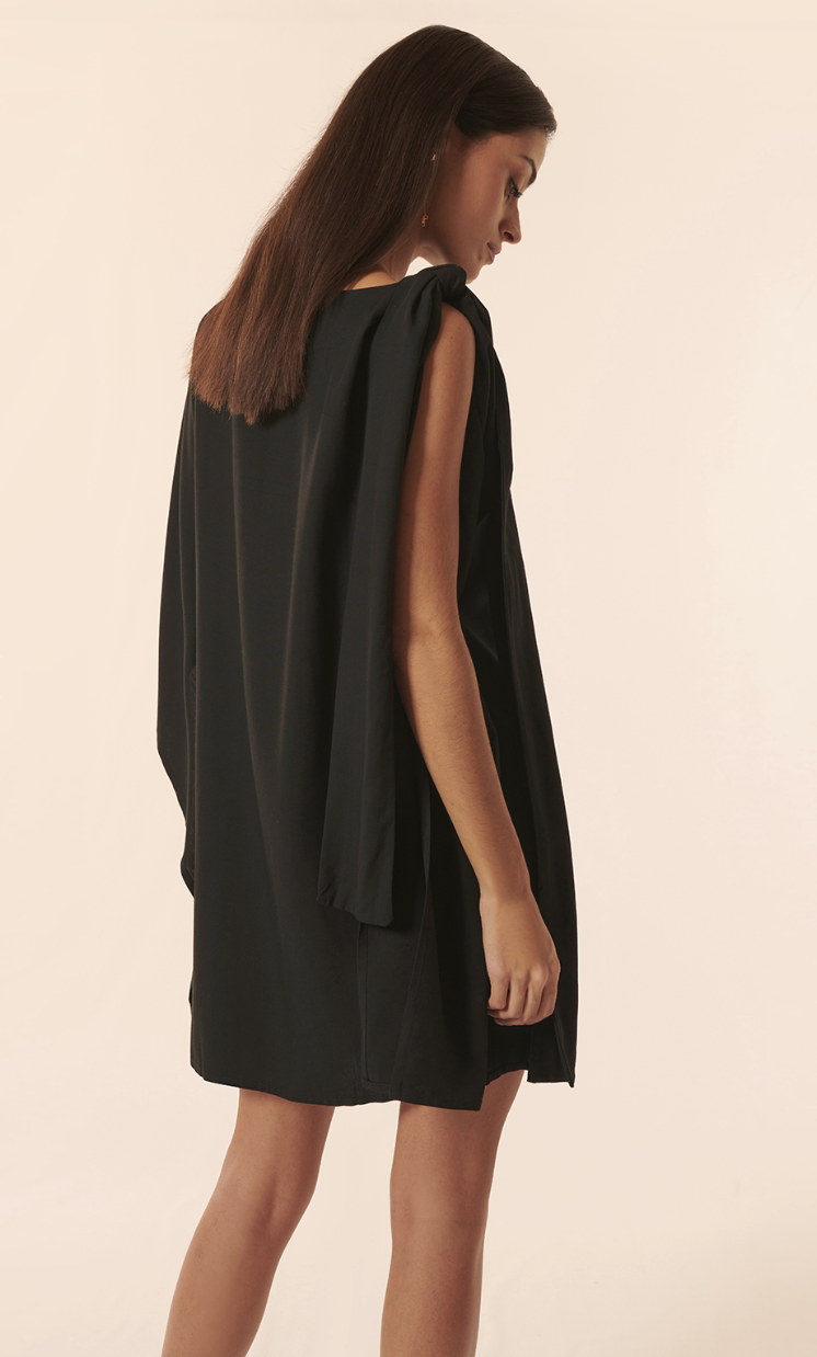 Robe Courte Kimono Noire - Karma Koma