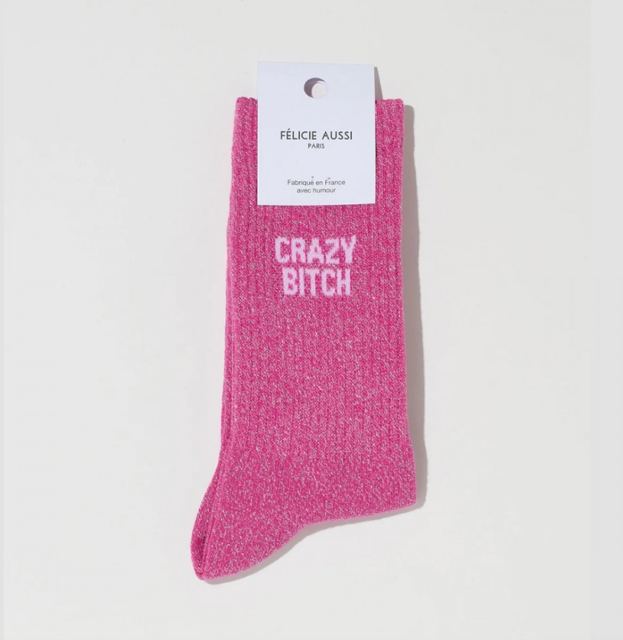 Chaussettes Crazy Bitch pailletées - Félicie Aussi