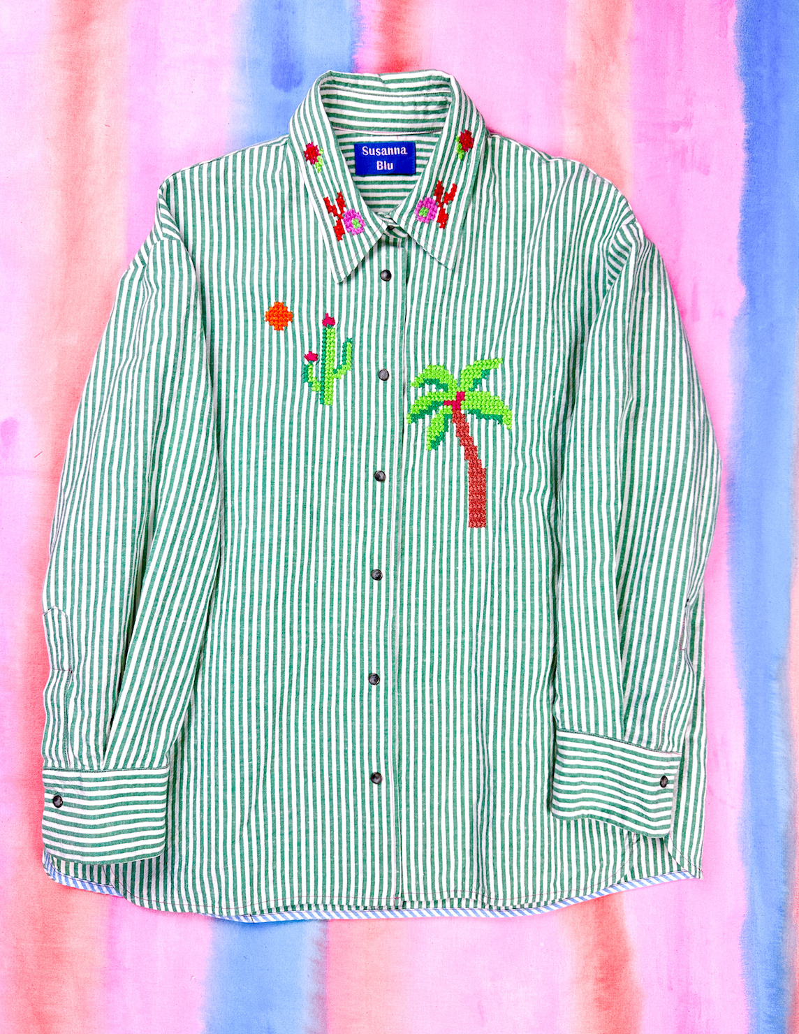 Chemise White/Green Stripes - Susanna Blu