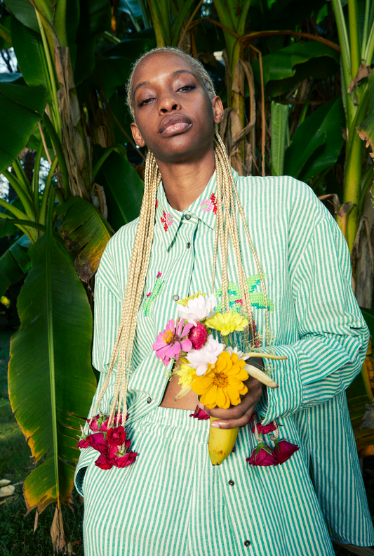 Chemise White/Green Stripes - Susanna Blu