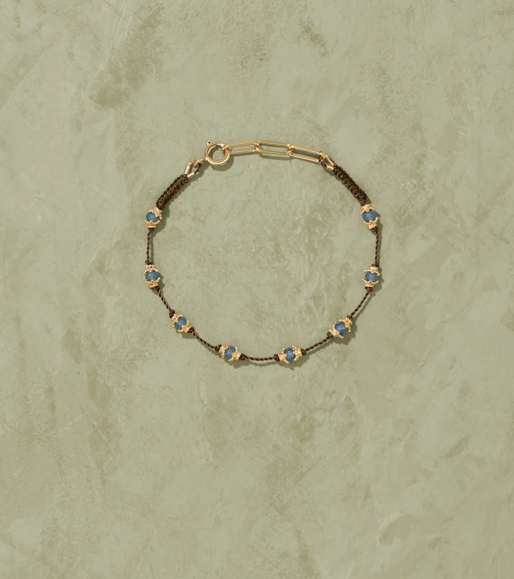 Bracelet Peony Aigue Marine Santa Maria Fil Marron - Tityaravy