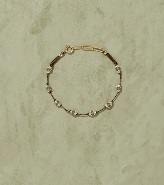 Bracelet Peony Aigue Marine Santa Maria Fil Marron - Tityaravy