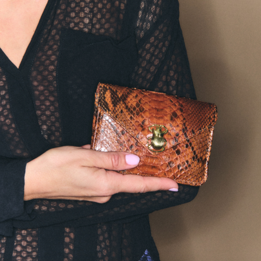 Porte Cartes Alex Python Moka - Claris Virot