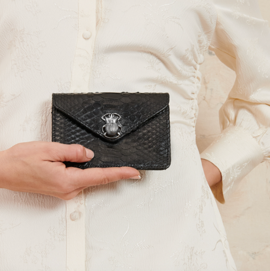 Black Alex Python card holder - Claris Virot