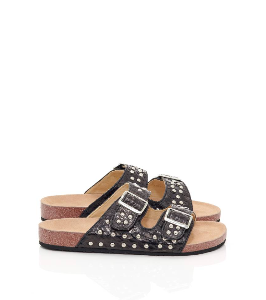 Sandales Odette Python Noir Argent - Claris Virot