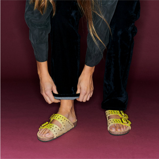 Sandales Odette Python Jaune Maïs - Claris Virot