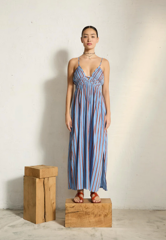 Robe Balina Rayures Light Blue Red - Mare di Latte