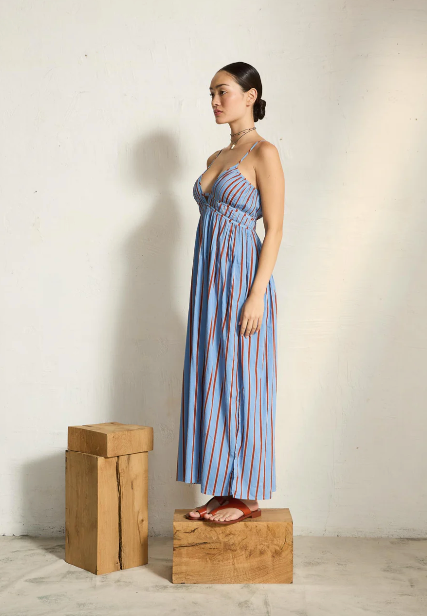 Robe Balina Rayures Light Blue Red - Mare di Latte