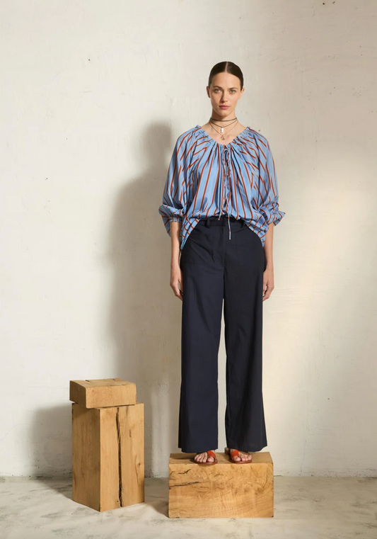 Blouse Bono Light Blue/Red - Mare di Latte