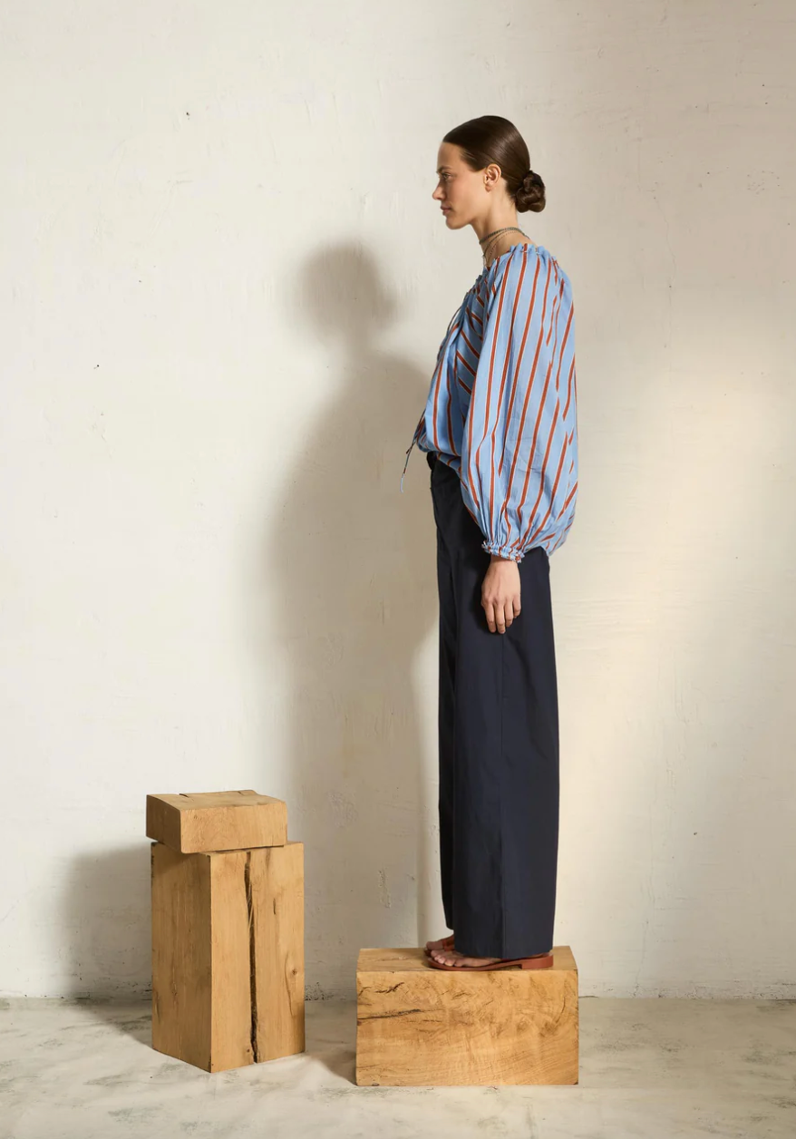 Blouse Bono Light Blue/Red - Mare di Latte