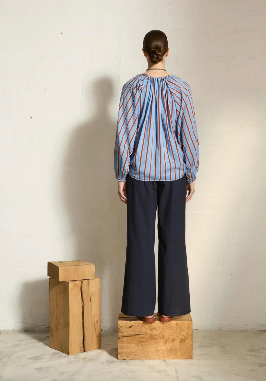 Blouse Bono Light Blue/Red - Mare di Latte