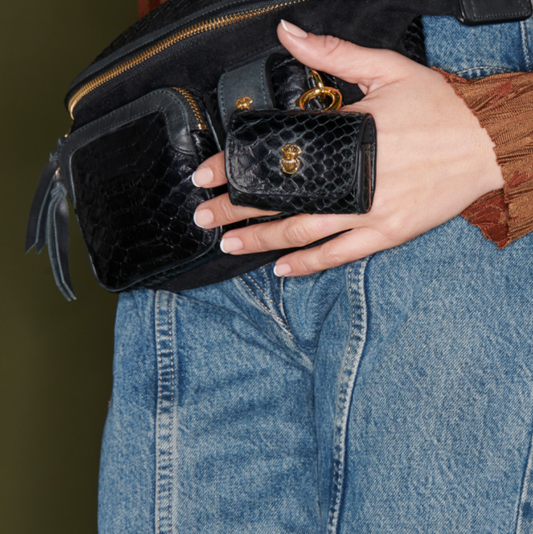 Etui Airpods Pro Jamie Python Noir/Or - Claris Virot