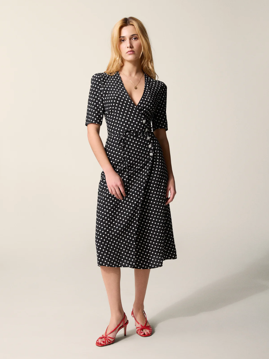 Robe Gabin Pois Noirs - Rouje