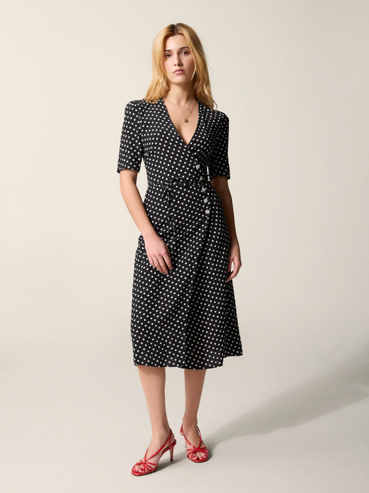 Robe Gabin Pois Noirs - Rouje