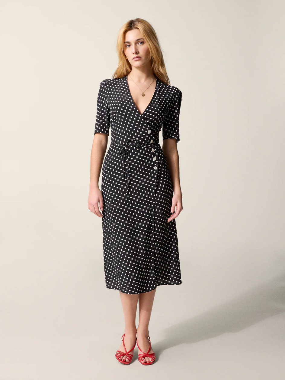 Robe Gabin Pois Noirs - Rouje