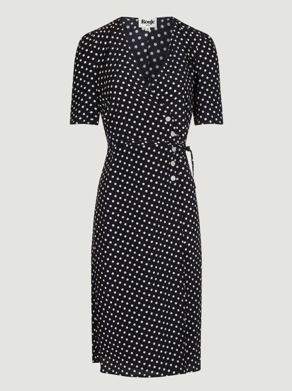 Robe Gabin Pois Noirs - Rouje