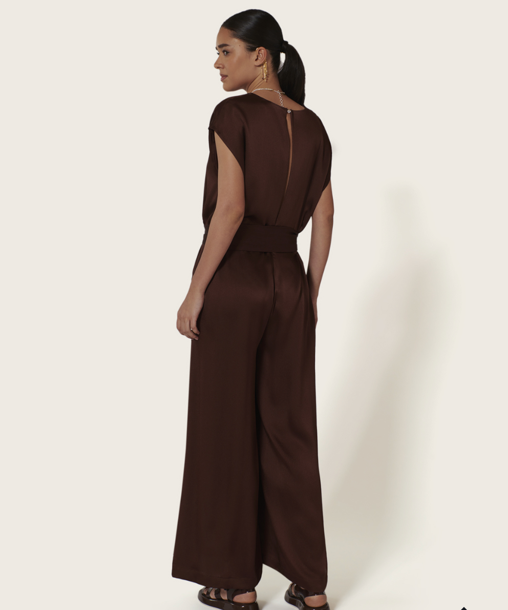 Combinaison Longue Soie Choco Alicante - Karma Koma