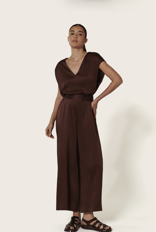 Combinaison Longue Soie Choco Alicante - Karma Koma