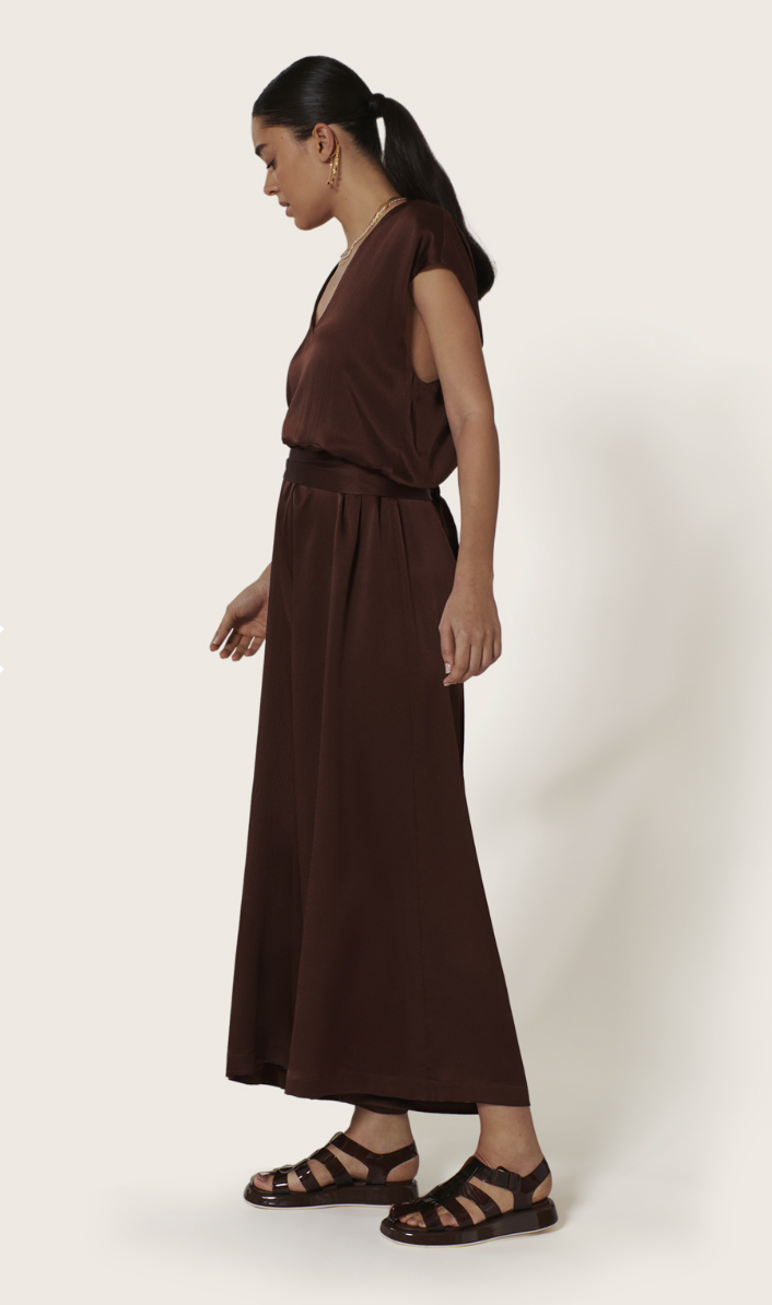 Combinaison Longue Soie Choco Alicante - Karma Koma