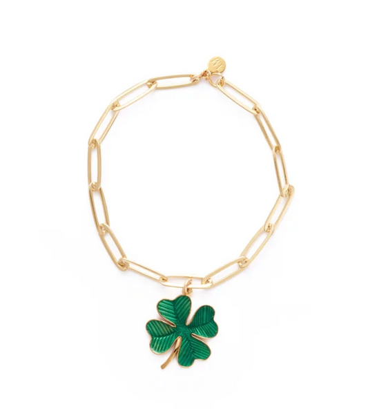 Bracelet Shamrock Émaillé Vert - Alexandra Margnat
