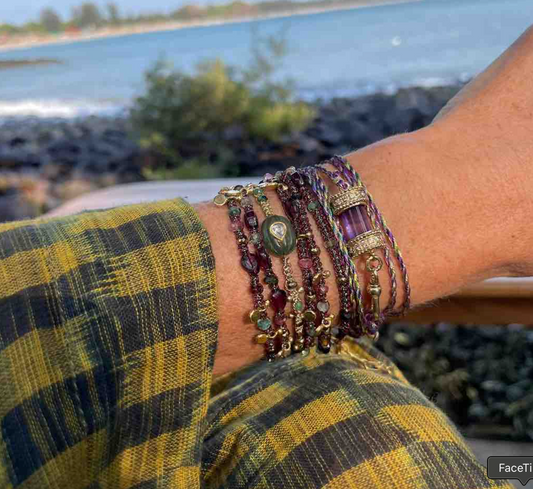 Bracelet Kasha Macramé Diamant Polki Quartz Vert - Room Service