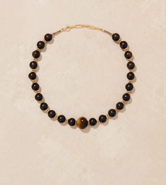 Collier Samhita Bois et Oeil de Tigre - Tityaravy
