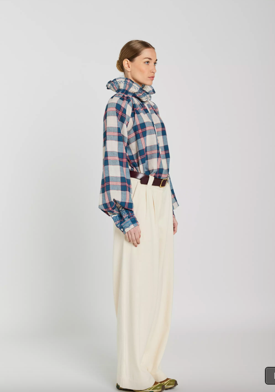 Blouse Tartan Bleu Abril - V de Vinster
