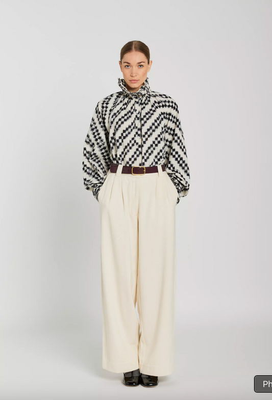 Blouse Abril Ikat Noir et Blanc - V de Vinster