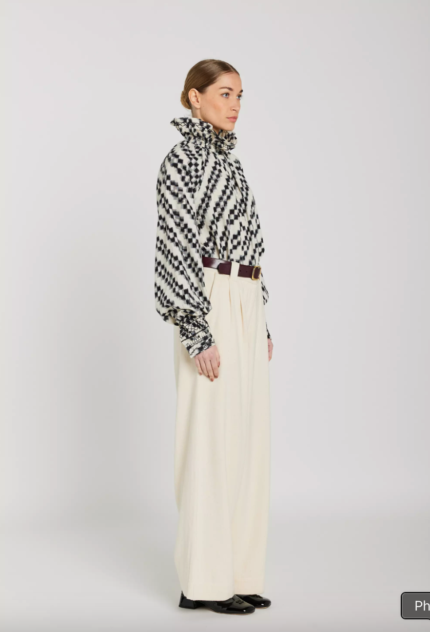 Blouse Abril Ikat Noir et Blanc - V de Vinster